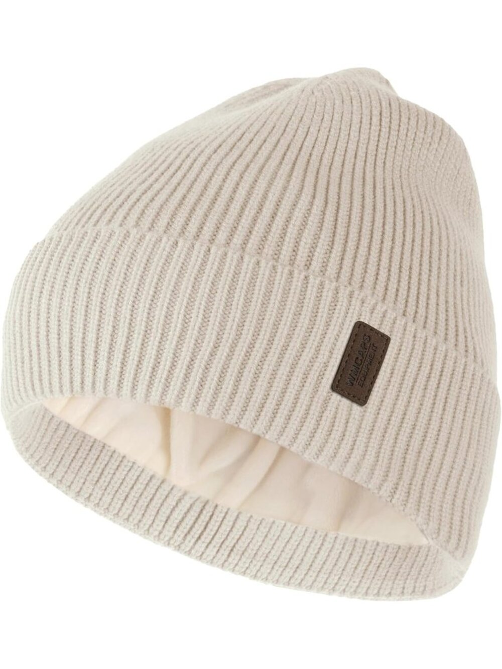 Unisex Cream White Winter Beanie For Soft Fleece Lined Knit Ski Hat Warm Cap